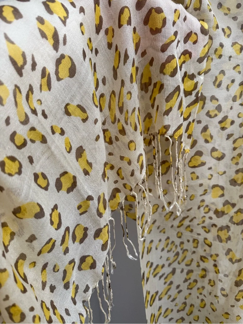 Leopard Print Yellow Scarf (20% Silk)